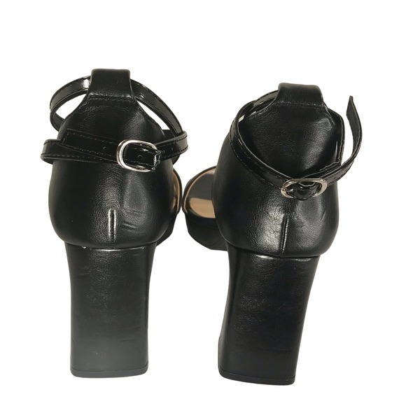 NWT 10M Black MTNY 3” Heel Open Toe Ankle Strap Scandal - Picture 4 of 6